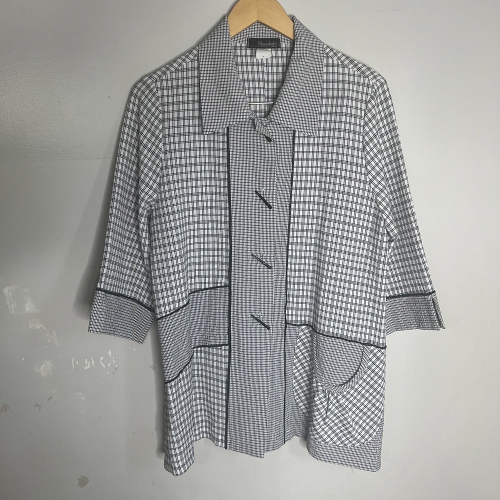 Moonlight Y S Fashion black white Art To Wear button up Shirt woman's m‎